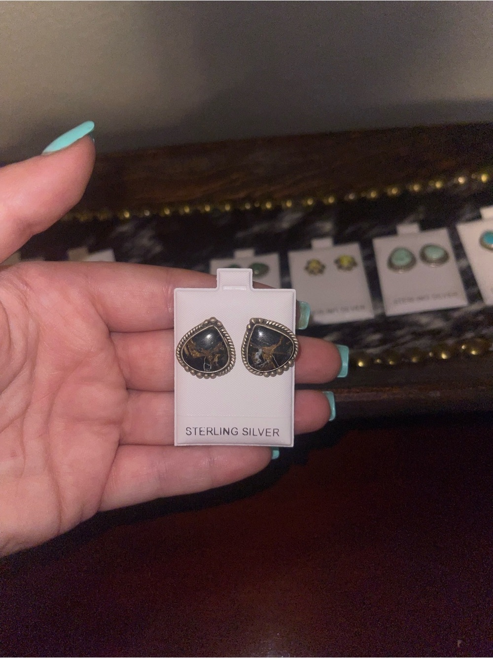 Black Copper Stud Earrings